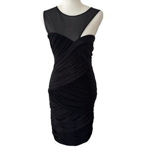 BCBGMAXAZRIA Size M Ruched Mesh Bodycon Cocktail Party Dress
